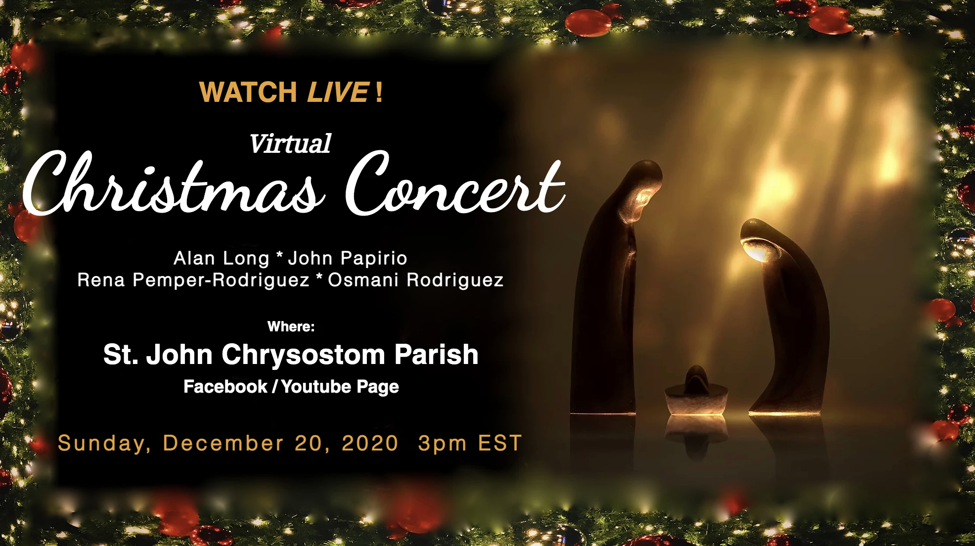 Virtual Christmas Concert Announcement 12/20 3pm